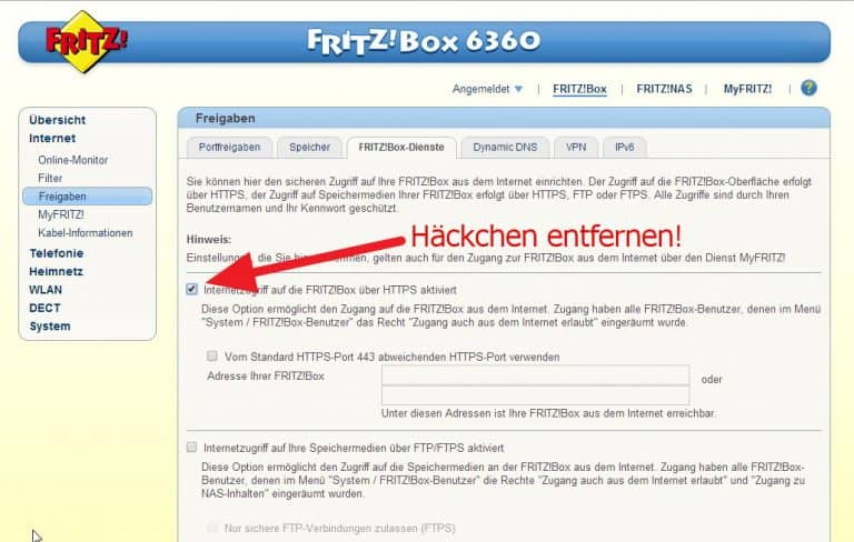 Fritzbox 6360 Internetzugriff deaktivieren