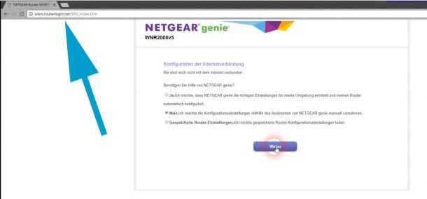routerlogin.net im Browser eingeben für Zugriff auf N300