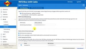 WPA-Verschlüsselung bei der Fritzbox 6490 Cable