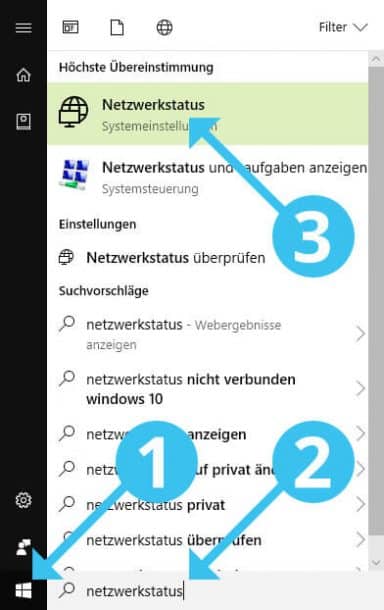 Windows 10 Netzwerkstatus öffnen