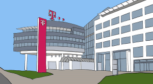 Telekom Zentrale (Foto: Telekom, Zeichnung: DSLregional)