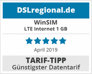 WinSIM-Tariftipp günstiger Datentarif im April 2019