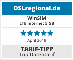 WinSIM-Tariftipp Top Datentarif April 2019