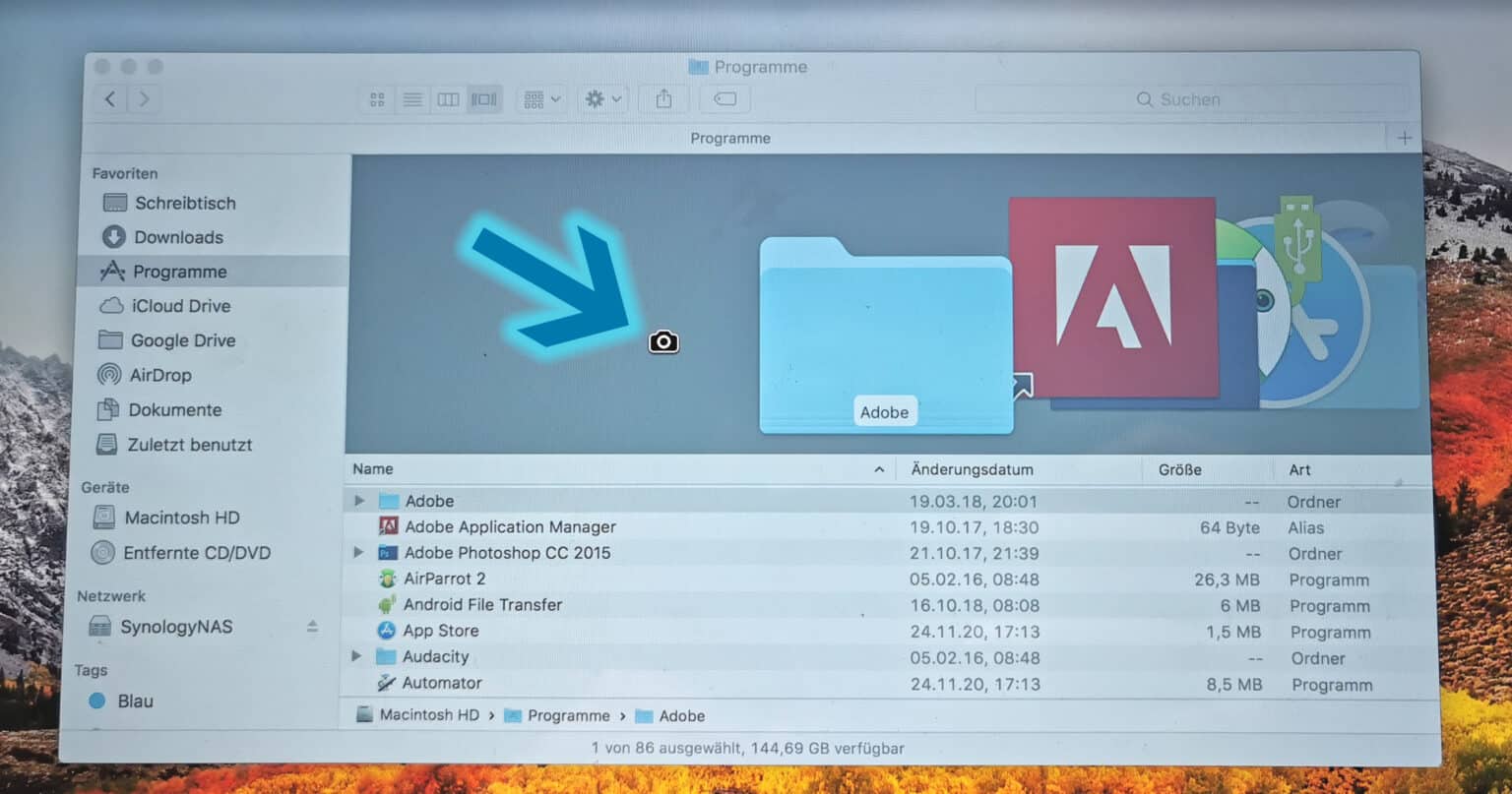 Mac-Screenshot von einem Fenster