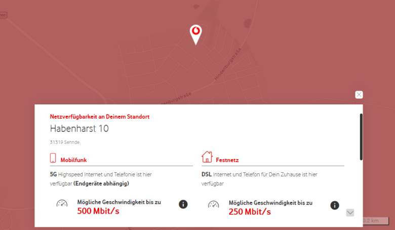 Vodafone Netzabdeckung Karte: 5G und DSL