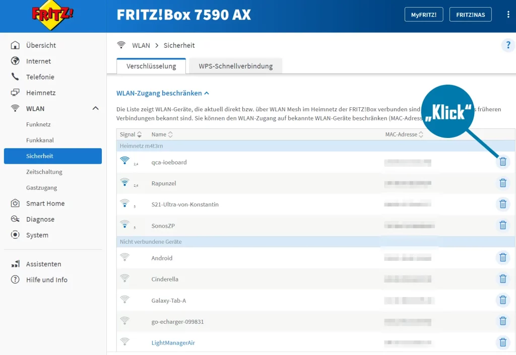 WLAN-Zugang beschränken auf Fritzbox